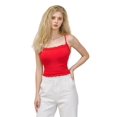 thumbnail image 4 of Women'S Square Neck Lace Tank Tops Sleeveless Crop Spaghetti Strap Summer Y2k Tops Red S, 4 of 7