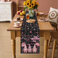 thumbnail image 2 of Galentine's Day Table Runner 72 Inches, Gnomes Pink Love Balloon Black Lattice Bed Runner Dresser Scarves Tabletop for Indoor Outdoor Parties/Ceremony/Banquet, 16" x 72", 2 of 9