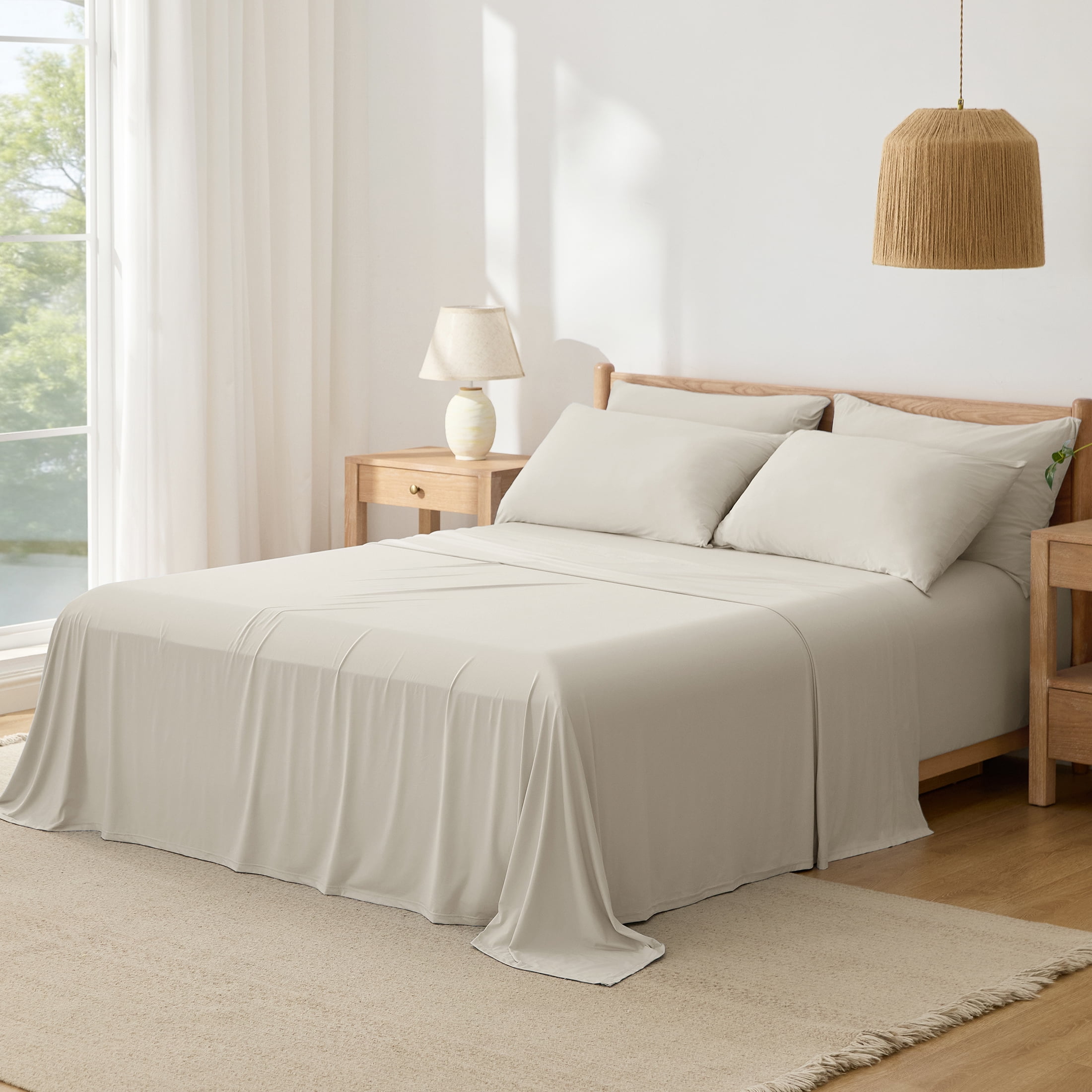 Breescape Essentials 4-Piece  B-Cool Cooling Bed Sheets Set, Taupe, Queen