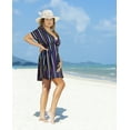 thumbnail image 2 of LA LEELA Women's Beachwear Summer Swim Beach Cover ups for Swimwear Women Bikini Dress Swimsuit Coverups Cover up M-L Navy, Stripes, 2 of 5