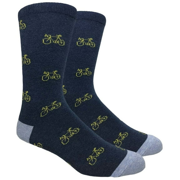 Urban-Peacock Men's Argyle Dress & Groomsmen Socks - Bicycles - Navy with Yellow