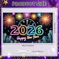 thumbnail image 2 of Neon 2026 New Year Banner Colorful Fireworks Happy New Year Display Clock Design City Night Scene New Year Eve Backdrop for New Year Eve Party 2026 Celebration Holiday Decoration, 2 of 8