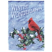 Dicksons Magnolia Garden Outdoor Flag Decoration For Garden, Yard, Or Walkway Standard 13 x 18, Weather Resistant Polyester, Cardinal Winter Wonderland
