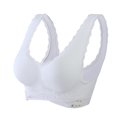 thumbnail image 4 of Bigersell Double-Breasted Bra 3pc V-Neck Wire-Free Bra Support Women Push up Bras No Underwire Bra Style R-179 Basic Bra Strap Nylon Convertible Bra Feature Everyday Bras Underwear White 3XL, 4 of 4