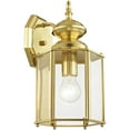 thumbnail image 5 of 7 inch 1 Light Polished Brass Outdoor Wall Lantern Pendant Lighting Fixture with Clear Beveled Glass Shade backed with Solid Brass material for patio, front porch, entryway and more, 5 of 7