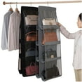 thumbnail image 5 of Hanging Handbag Organizer Non-woven Storage Holder PVC Purse Closet 8 Pocket Black, 5 of 9