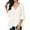 White, variant on Women V Neck Stripe Pleated 3/4 Sleeve Asymmetric Hem Blouse Top