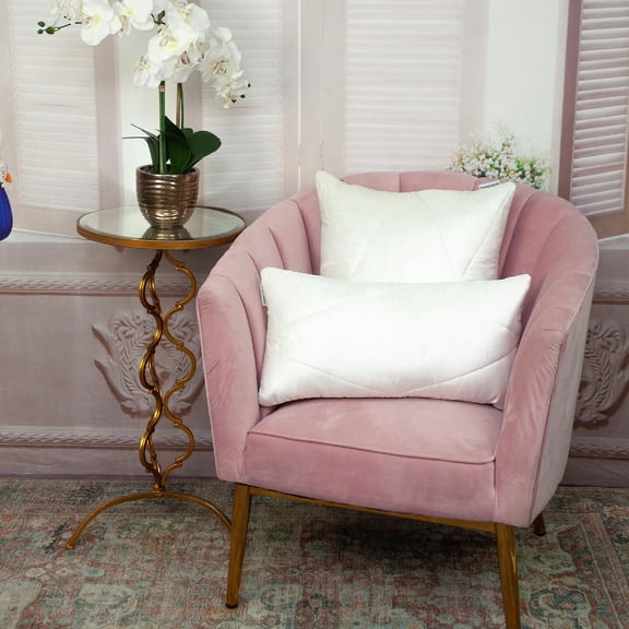 Nassau Collection Quilted Velvet Lumbar Throw Pillow - 20" - White