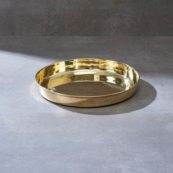 Handcrafted Brass Plate - Thali - Dinner Plate Serving Tableware | Golden Brass Non-toxic