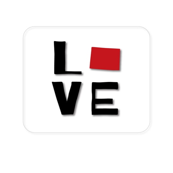 DistinctInk Mouse Pad - 1/4" Foam Rubber - Wyoming - Love Black & Red