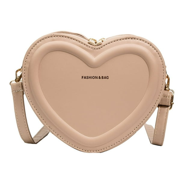 Bolso de moda para mujer Bolso de corazón para mujer Bolsos de mano Bolso de cuero de PU Caqui