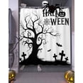 thumbnail image 3 of Halloween Tree Shower Curtain Set ，Waterproof Fabric Shower Curtains Pumpkin Tombstone Black Bat Horror Shower Curtains for Bathroom,Bathroom Decor 54x"78", 3 of 6