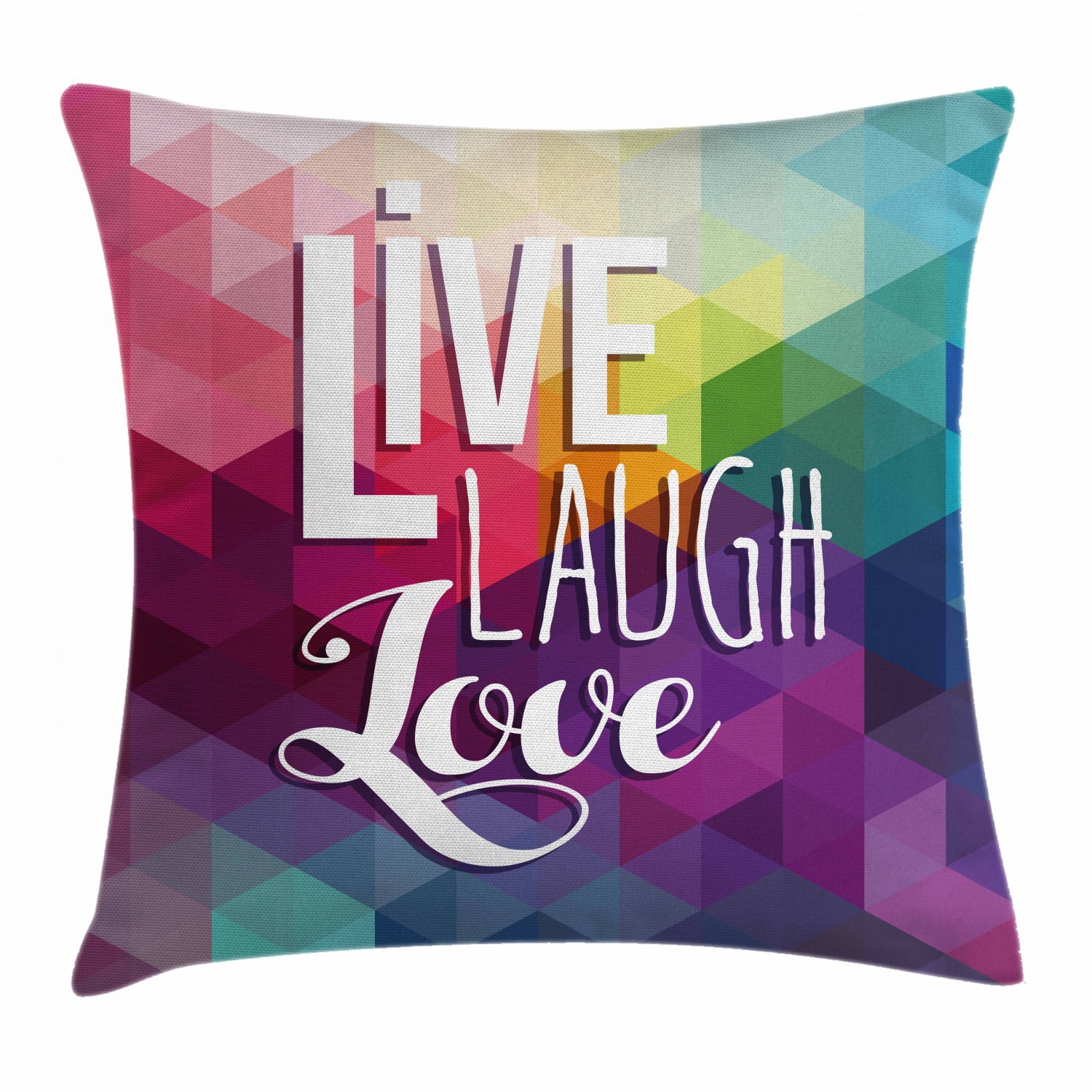 Live Laugh Love Decor Throw Pillow Cushion Cover, Geometric Colorful