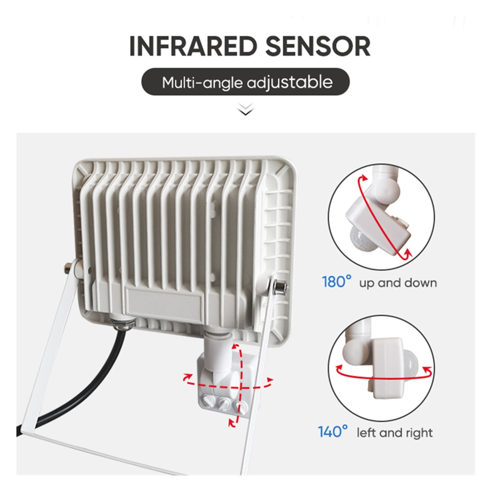 LED Floodlight RIP Motion Sensor IP66 Outdoor Waterproof 50W 100W Garden Landscape Spotlight Wall Light - Wide Angle Beam