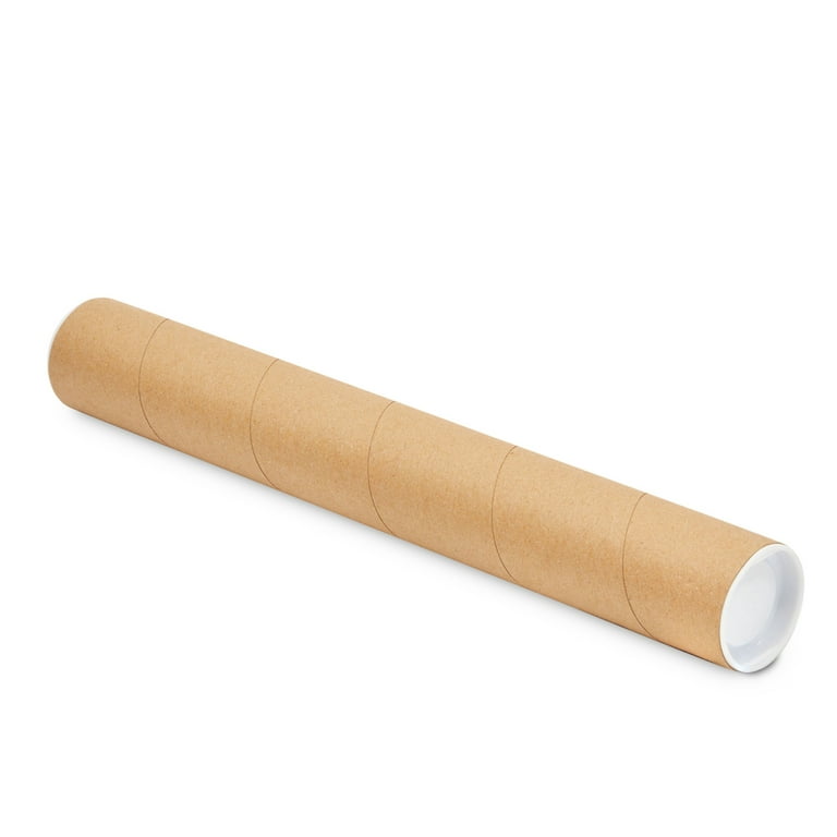 Bulk Pack: 50 Brown Kraft Shipping Tubes, 2x22, Caps Included 