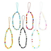 Coxeer Beaded Phone Lanyard Universal 6PCS Cellphone Wrist Strap Phone Charm Keychain