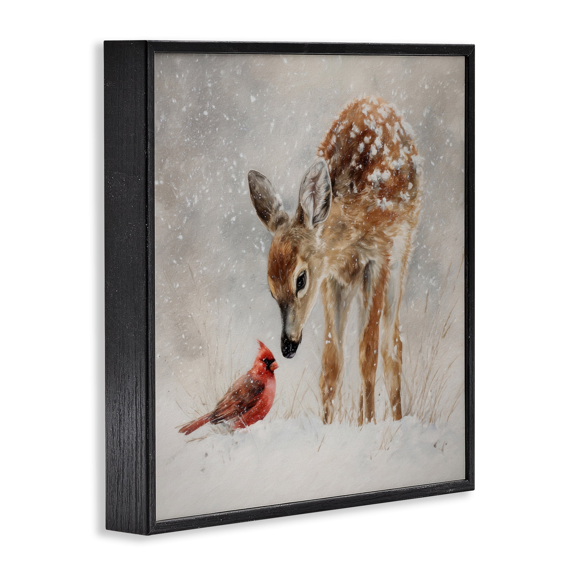 Stupell Industries Little Fawn & The Cardinal Black Framed Giclee Art, design by Tina LeCour