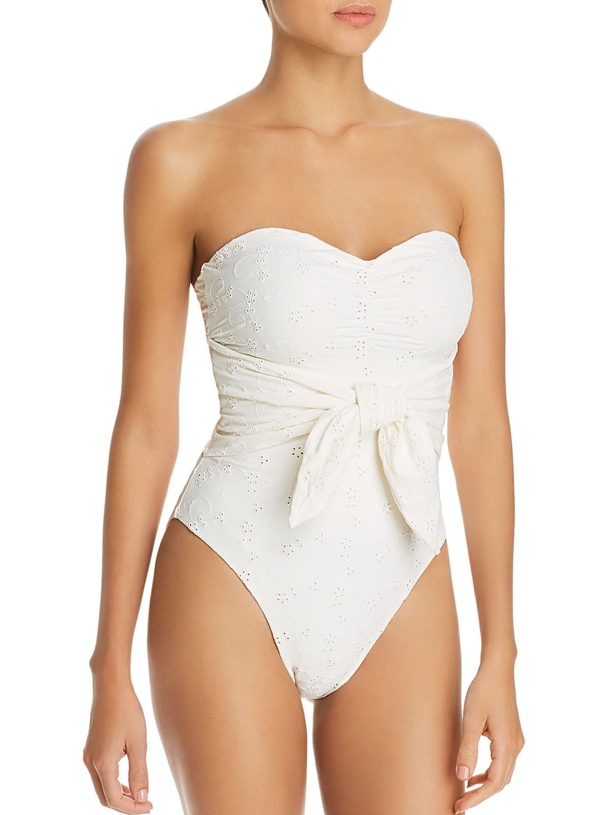 Onia Womens Capri Eyelet Strapless One-Piece Swimsuit Ivory S 