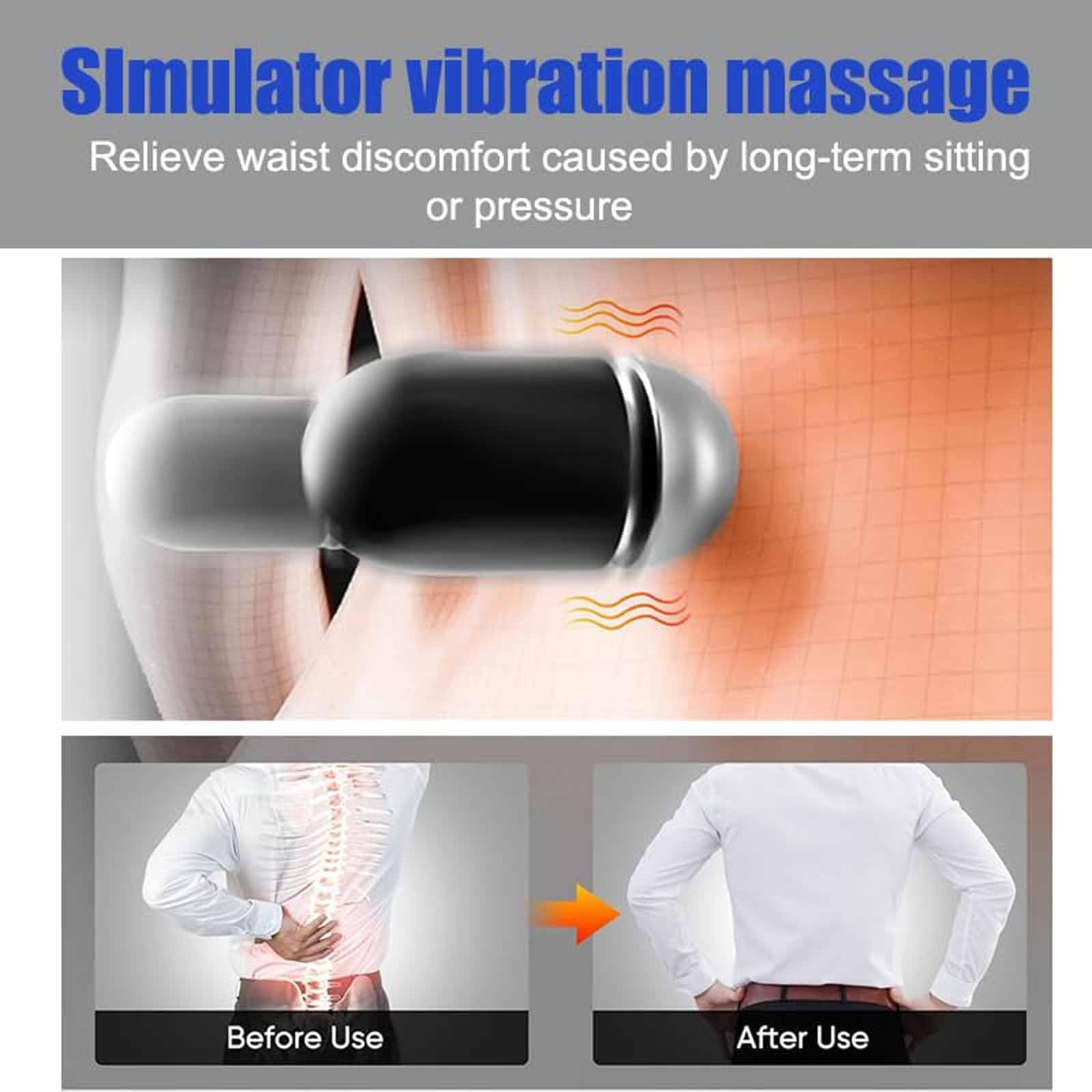 Triple Fusion Back Massager, 3-in-1 Back Massager with Traction Lifting and Vibration Massage and Heat Compress Against Pain, Sciatica Massager for Neck, Shoulder, Backs, Waist Wedge Bolster(Gray)