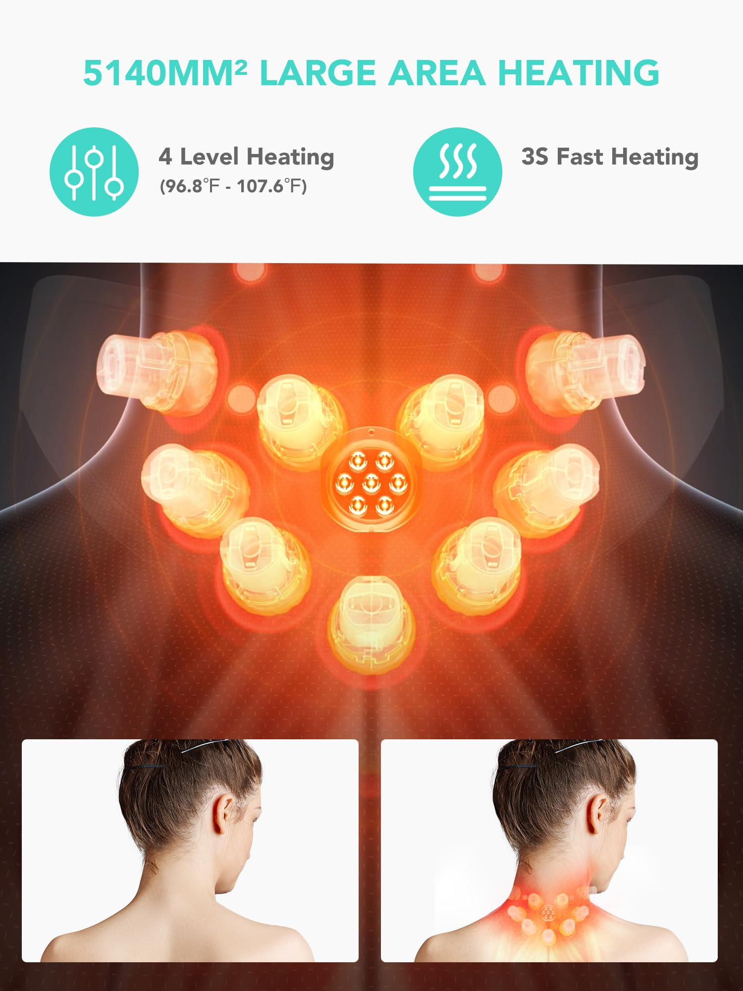 SKG Cordless Neck Massager for Pain Relief, 9D Deep Tissue Foldable Electric Massager with Heat & Vibration, Portable Gift for Men & Women