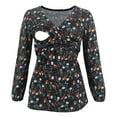 thumbnail image 2 of Odeerbi Maternity Ladies Shirts Blouses Breastfeeding Trendy Flowers Leaf Print 2025 Long Sleeve Clothe Top Orange, 2 of 4
