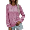 thumbnail image 2 of Babysbule Womens Cardigans Women's Fashion Round Neck Solid Hollow Button Knitted Sweater Cardigan Women's Top Blouse, 2 of 9