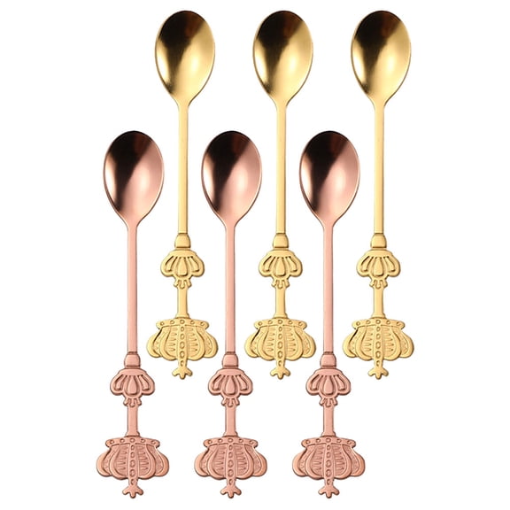 ibasenice 6Pcs Portable Stainless Steel Coffee Stirring Spoons with Reasonable Length Handle