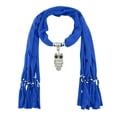 thumbnail image 2 of Women Cotton Linen Necklace Pendant Scarf Soft Necklace Scarf Blue, 2 of 2