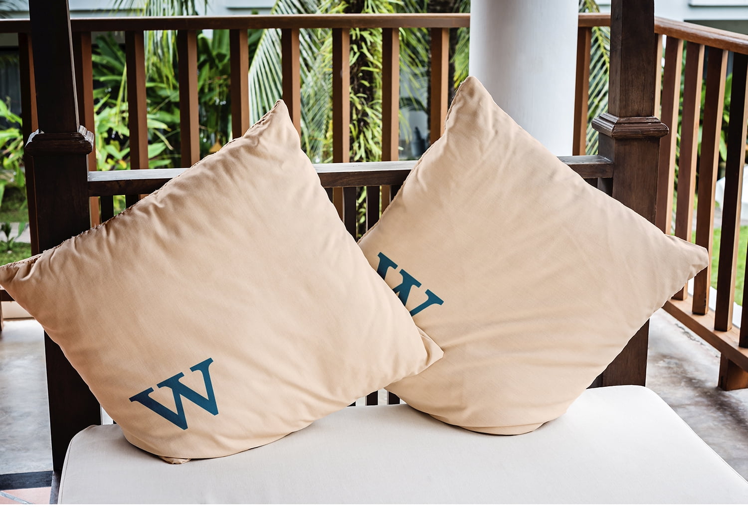 Simply Daisy 16" x 16" Modern Monogram Indoor/Outdoor Polyester Throw Pillow, Autumn Blue
