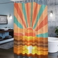 thumbnail image 5 of Shower Curtain for Bathroom Ocean Beach Sunset Teal Orange Stripes Waterproof Bath Curtains Shower Curtains with Hooks,Summer Sea Waves Bathroom Curtain Privacy Drapes for Bathtubs Toilet 36x72in, 5 of 9