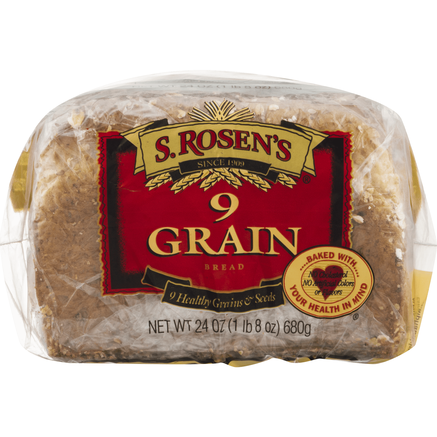 S. Rosen's 9 Grain Wheat Sliced Bread, 24 oz. Fresh Bread Loaf