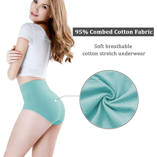 Women's High Waisted Cotton Underwear Ladies Soft Full Briefs