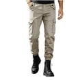 thumbnail image 3 of Axiiglly Cargo Pants for Men, Elastic Button Down Waisted Straight Slim Fit Work Pants with Multi Pockets, Casual Lightweight Workout Hiking Joggers Trousers S-2XL, 3 of 7