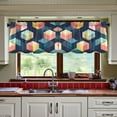 thumbnail image 3 of Yayeee Kitchen Curtains Tier Set of 2 Light Filtering 57"x24" Over Sink Window Panels, Blue Cubes, 3 of 7