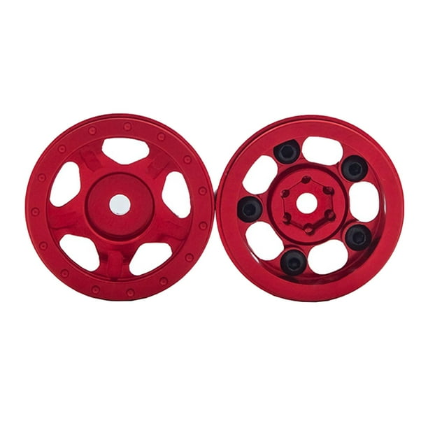 2 bujes de llanta de metal de 2,1" para coche RC Axial SCX24 C10 JLU B-17 modificado rojo