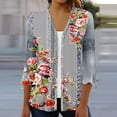 thumbnail image 3 of Nrmvnmi Women Open Front Lightweight Cardigan Summer Puff Sleeve Cardigans Fashion Floral Printed Kimono Cardigan Casual Loose Fit Cover Up Blouse Tops, 3 of 5