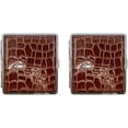 thumbnail image 2 of Set of 2 Metal-Plated King Size Leather Cigarette Case & Stash Box (Crocodile Brown), 2 of 5