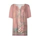 thumbnail image 4 of Puntoco 2024, tops de verano a la moda para mujer, top informal estampado de manga corta con cuello en V, 4 of 5