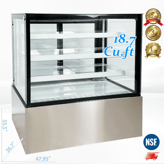 Cooler Depot 48" Bakery Refrigerated Display Case, 18.7 cu ft, 3-Shelf, NSF Certified