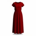 thumbnail image 5 of Admvng Women's Maxi Dress Short Sleeve Round Neck Casual Dress with Pockets Flowy Summer Long Dress, 5 of 6