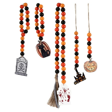 

1 Set 5pcs Halloween Elements Wood Beads Tassel Pendants (Assorted Color)