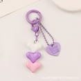 thumbnail image 1 of Llaveros estéticos con dijes, llavero con forma de corazón y mariposa para mujeres y niñas, dije para bolso con cuentas, colgante con dijes para bolso, 1 of 6