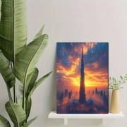 Dubai Burj Khalifa Sunset Canvas Print/Wall Art，Perfect for Living Room，Bedroom，Office，Hotel Lobby，and Modern Apartment Decor
