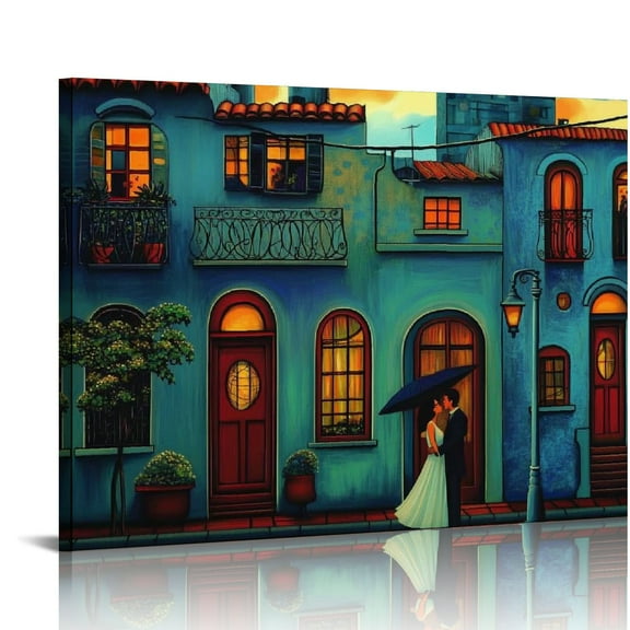 ALEPADNF  Mexican Poster Mexican House Wall Art Colorful Mexican Folk Art Painting Canvas Wall Art Prints for Wall Decor Room Decor Bedroom Decor Gifts Posters 20x16in