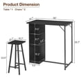 thumbnail image 3 of Bingirl Compact 3-Piece Bar Table Set with Storage Shelves - Ideal for Small Spaces, Living Room, Kitchen & Dining, 3 of 9