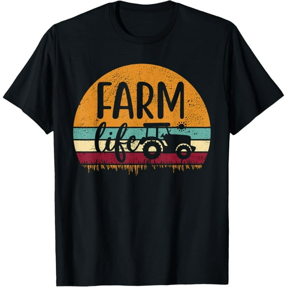 t-shirt Retro Vintage Farm Life Farming Tractor Family Farmer Gift T-Shirt mens，black，women，funny，men，journey，Crew Neck, Short Sleeve,printing