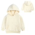 thumbnail image 2 of Generic Toddler Kids Baby Boys Girls Crewneck Long Sleeve Solid Color Pullover Sweatshirt Children Casual Hooded Color Top Coat Girls Tops Spring Fall Clothes(2-3 Years,Beige), 2 of 6