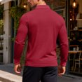 thumbnail image 4 of Mens Long Sleeve Polo Sweater Knit Casual Heavyweight Thermal Pullover Sweater Winter Warm Wool Jumper Button Down Streetwear, 4 of 5