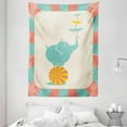 thumbnail image 1 of Circus Tapestry, Grungy Background with Rays of Beams and Elephant Holding Plates Standing in Balance, Wall Hanging for Bedroom Living Room Dorm Decor, 60W X 80L Inches, Multicolor, by Ambesonne, 1 of 2