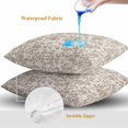 thumbnail image 4 of Throw Pillow Covers 26x26 Inch Set of 2, Farmhouse Khaki Waterproof Outdoor Pillow Covers, Vintage Flower Leaf Botanical Plant Decorative Cushion Pillowcases for Couch, Sofa, Bed, Garden, Patio, 4 of 9